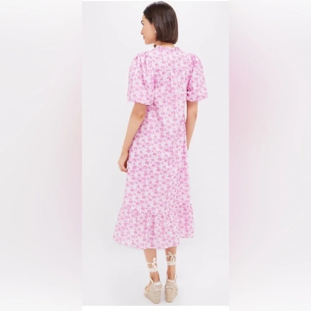 Tuckernuck Hyacinth House Pink and White Floral Mimi Midi Dress size large - Picture 7 of 12